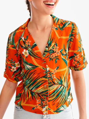 Рубашка оранжевая с принтом | 5922130