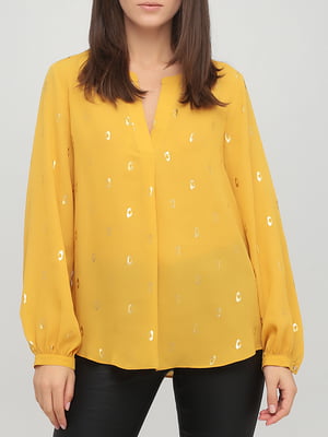 Блуза жовта з принтом | 5922207