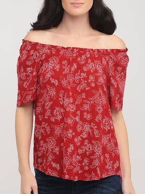Блуза червона з квітковим принтом. | 5922247