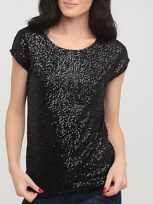 Блуза черная, декорированная пайетками | 5922281