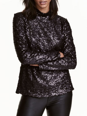 Блуза черная, декорированная пайетками | 5923450