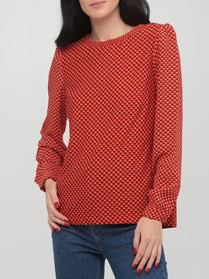 Блуза красная с принтом | 5922194
