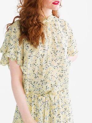 Блуза желтая с цветочным принтом | 5922262