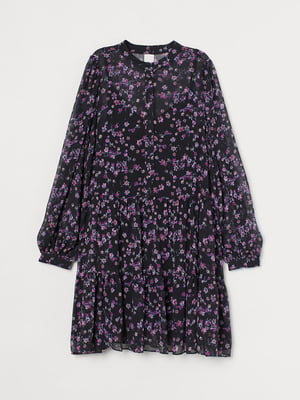 Сукня А-силуету чорна з квітковим принтом | 5923280