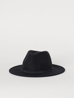 Шляпа из валяной ткани с тесьмой черная | 5923533