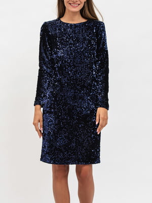 Сукня-футляр синя з декором | 5304191