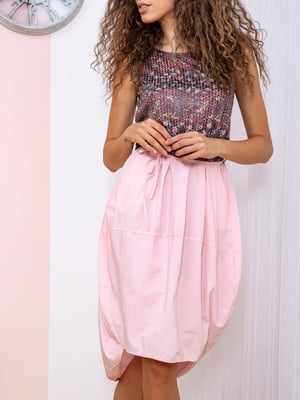 Платье А-силуэта розовое в принт | 5932565