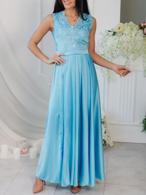 Платье А-силуэта голубое | 5502230