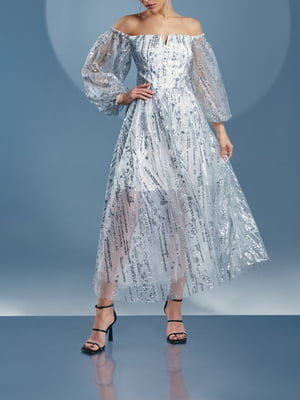 Сукня вечірня сріблястого кольору | 5934561
