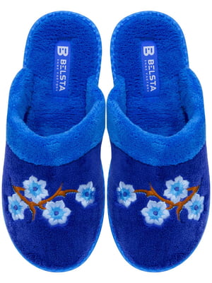 Тапочки сині з квітковим малюнком | 5934805