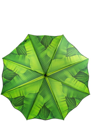 Зонт-трость полуавтомат зеленый с принтом | 5745808