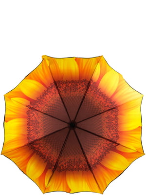 Зонт-трость полуавтомат оранжевый с принтом | 5745809