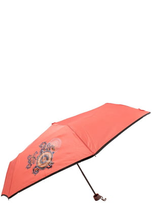 Зонт механический коралловый с принтом | 5746573