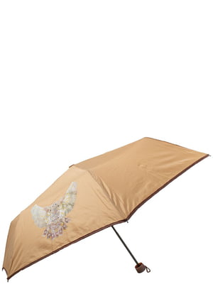 Зонт механический светло-коричневый с принтом | 5746581