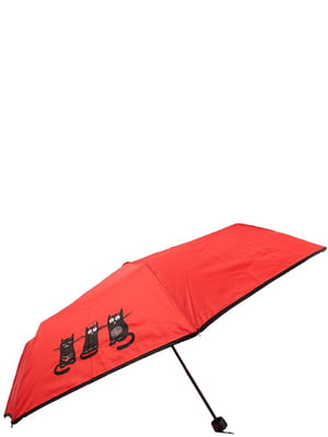 Зонт механический красный с принтом | 5746585
