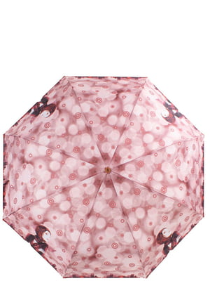 Зонт механический розовый с принтом | 5746874