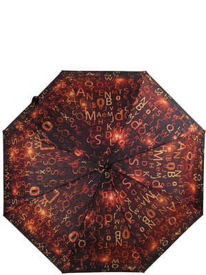 Зонт механический черно-оранжевый с принтом | 5746876