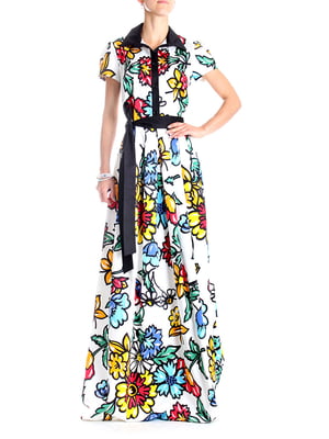Платье А-силуэта разноцветное в принт | 5938235