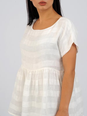 Блуза біла в смужку лляна | 5938263