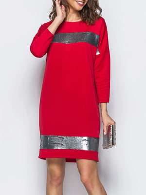 Платье красное с декором | 5938602
