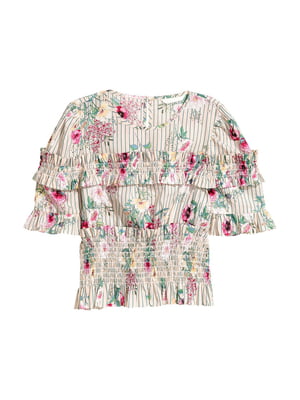 Блуза в полоску и цветочный принт | 5948473