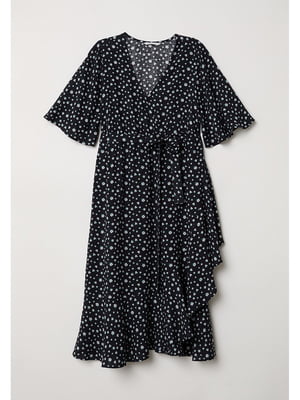 Платье А-силуэта черное в принт | 5948511