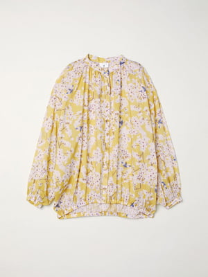 Блуза желтая с цветочным принтом | 5948600