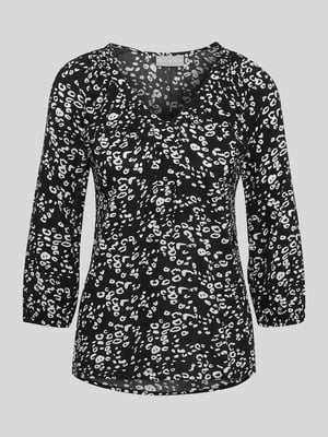 Блуза черная с анималистическим принтом | 5948915