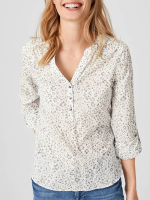 Блуза белая с цветочным принтом | 5948993