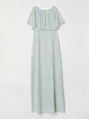 Платье А-силуэта бирюзовое с принтом | 5952750