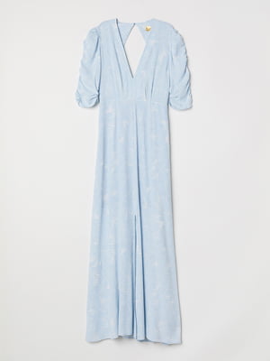 Платье А-силуэта голубое с принтом | 5952864