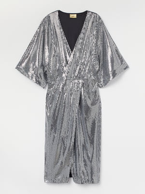Платье вечернее серебристого цвета с пайетками | 5952892