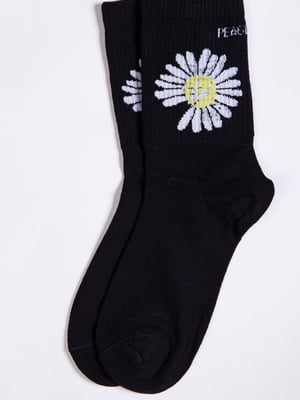 Шкарпетки чорні з принтом | 5953709