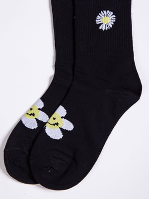 Шкарпетки чорні з принтом | 5953711