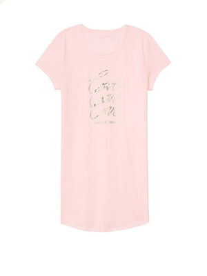 Сукня домашня рожева з принтом | 5955900