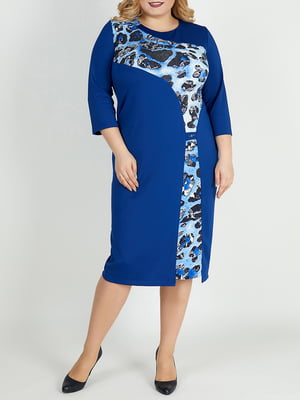 Сукня-футляр синя в принт | 5959088