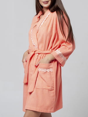 Халат персикового цвета махровый | 5961356
