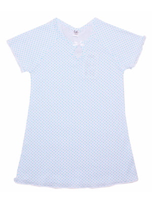 Рубашка ночная бело-голубая в горох | 5964941
