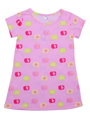 Рубашка ночная розовая с принтом | 5964950