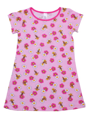 Рубашка ночная розовая с принтом | 5964951
