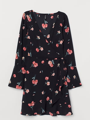 Сукня А-силуету чорна з квітковим принтом | 5967171