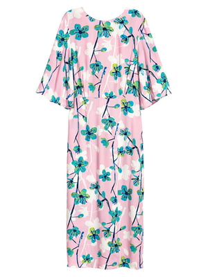 Платье-футляр розовое с цветочным принтом | 5967334