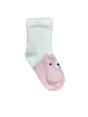 Шкарпетки рожево-молочного кольору з принтом | 5974889