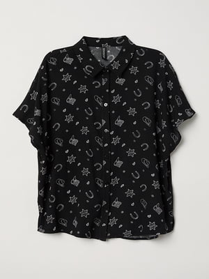 Блуза черная в принт | 5983895