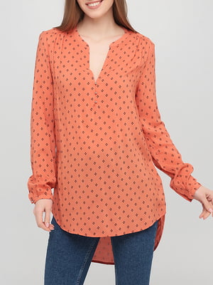 Блуза оранжевого кольору в принт | 5983958