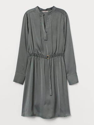 Платье-рубашка серо-зеленое | 5986532