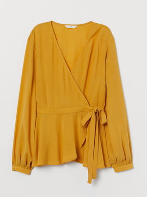 Блуза горчичного цвета с запахом | 5986540