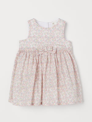 Платье А-силуэта бледно-розовое в цветочный принт | 5986759