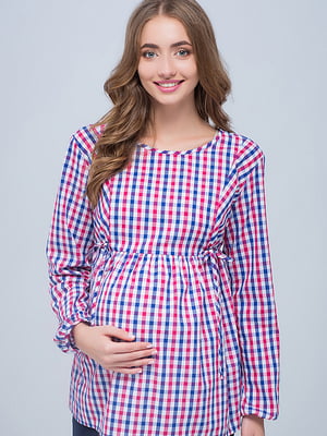 Блуза для вагітних і годуючих червона в клітину | 5987134