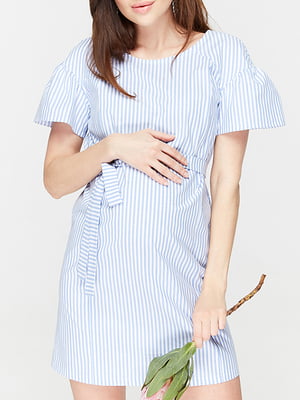 Платье для беременных и кормящих бело-голубое в полоску | 5987276
